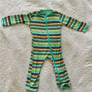 KicKeePants Super Soft One Piece : Striped Green and Orange